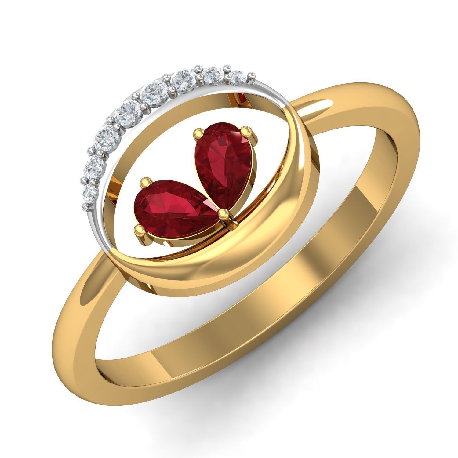 Solitaire Wedding Engagement Pear Diamond Ring 3D print model_1