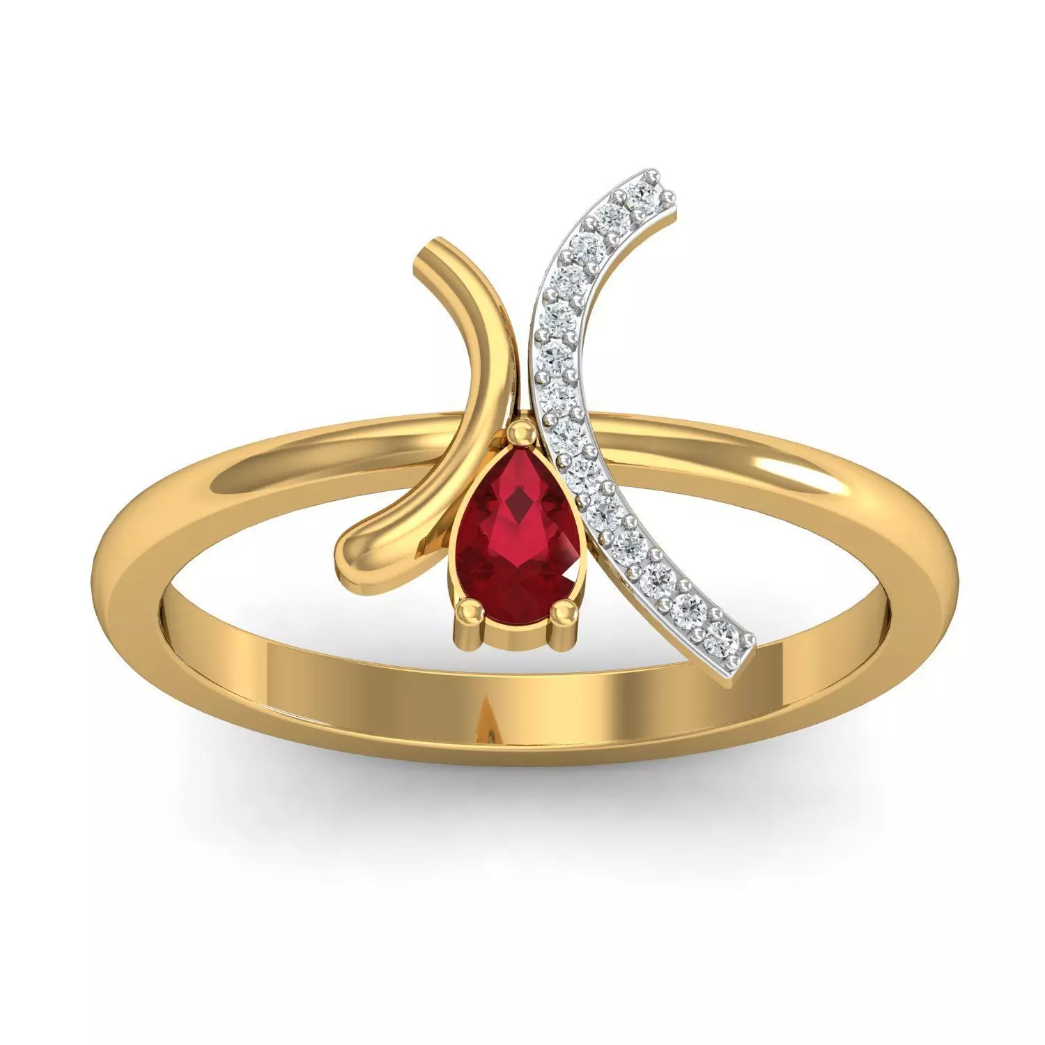 Solitaire Wedding Engagement Pear Diamond Ring 3D print model_0