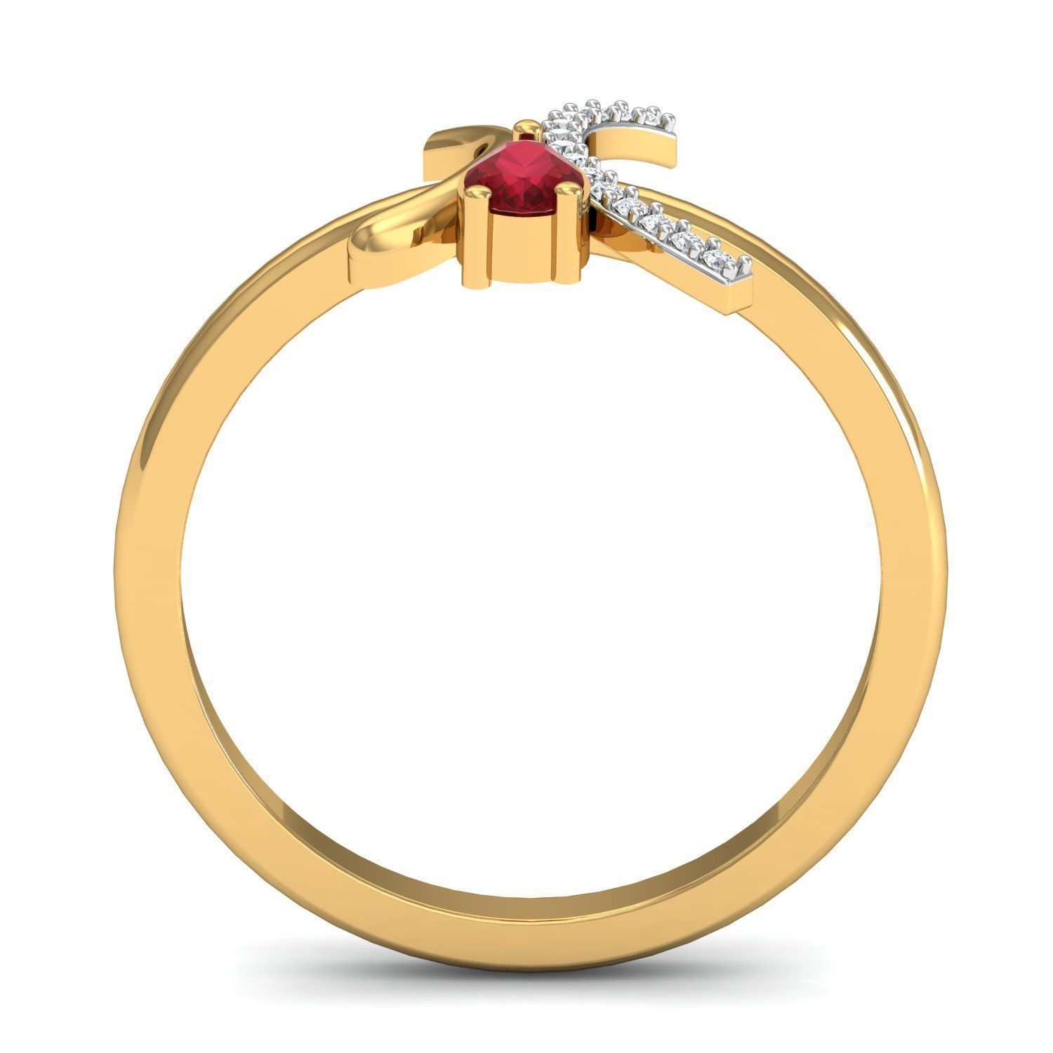 Solitaire Wedding Engagement Pear Diamond Ring 3D print model_2