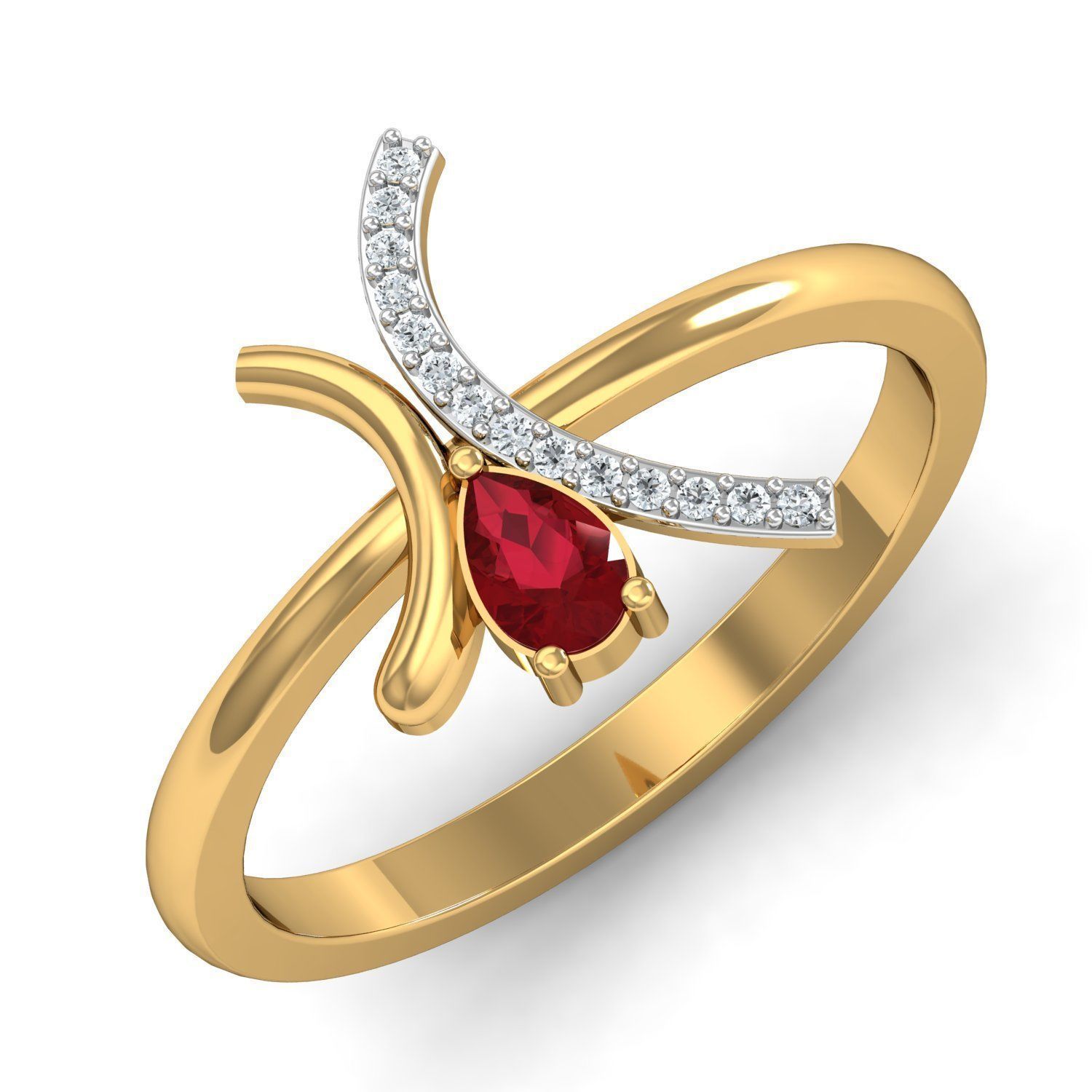 Solitaire Wedding Engagement Pear Diamond Ring 3D print model_1