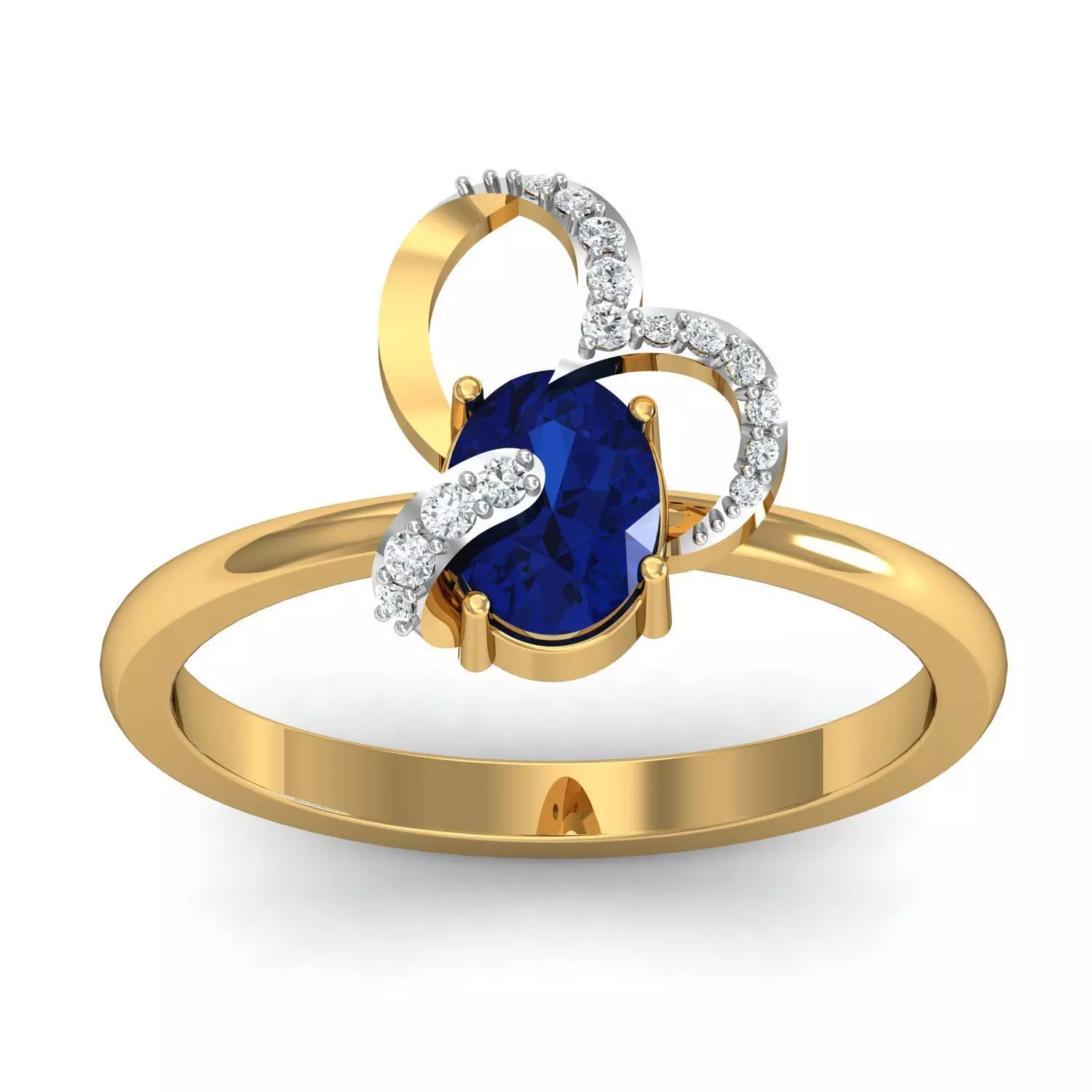 Heart Wedding Engagement Oval Diamond Ring 3dm STL FBX  Details 3D print model_0