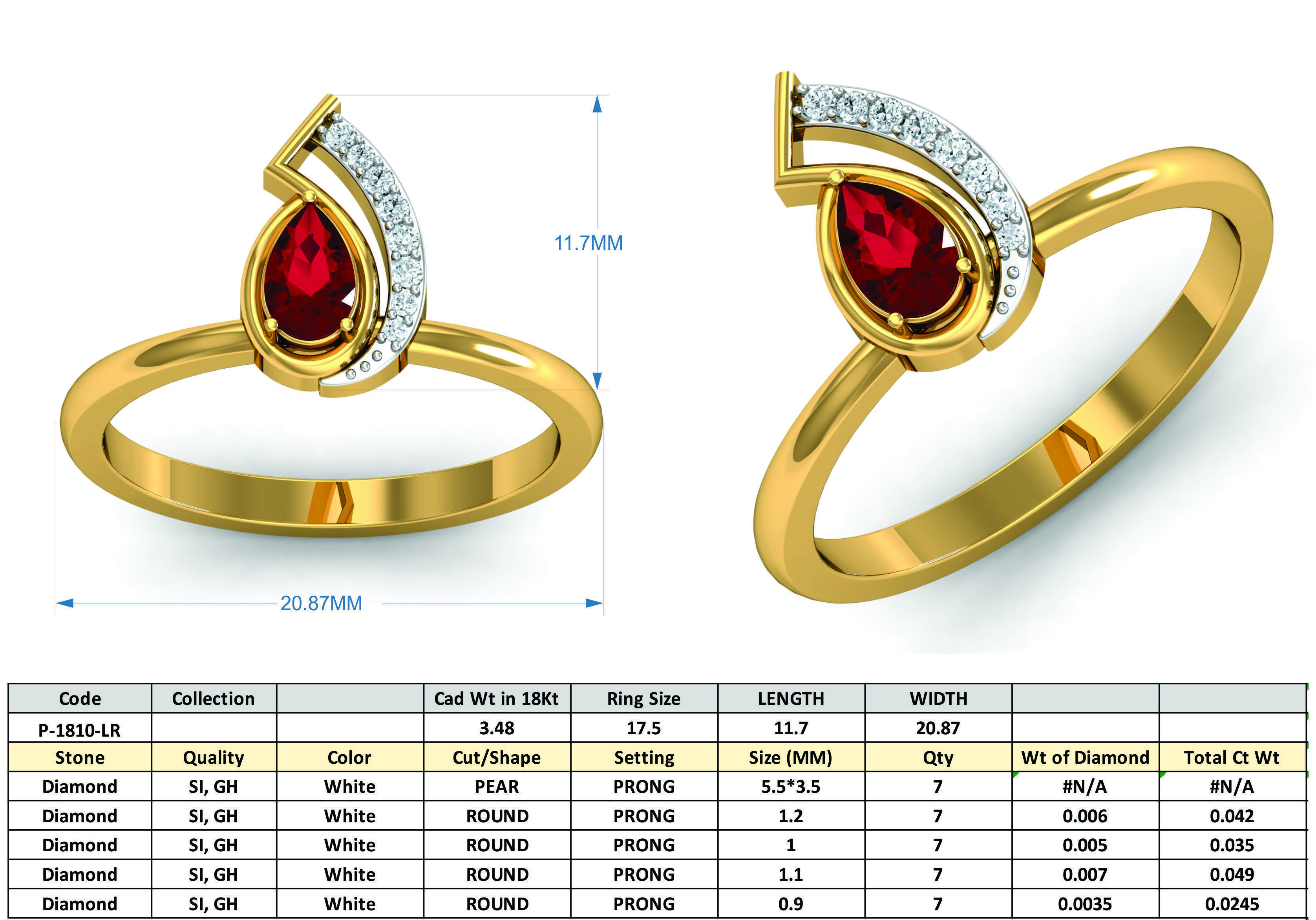 Solitaire Wedding Engagement Pear Diamond Ring 3D print model_3