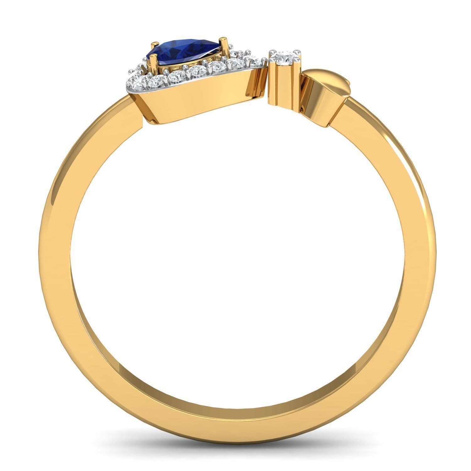 Solitaire Wedding Engagement Pear Diamond Ring 3D print model_2