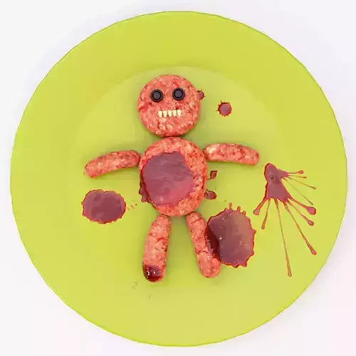 Bloody gingerbread boy Halloween food 3d model