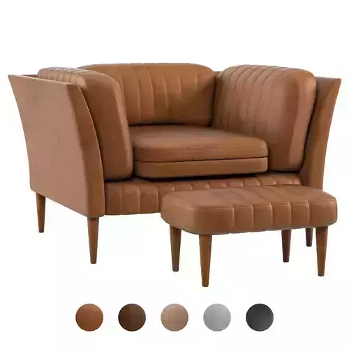 Sorensen leather chair and ottoman 3D model