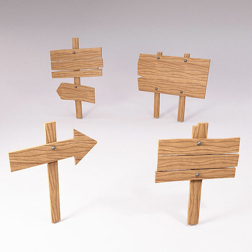 Sign boards low poly 3d model set 1 Low-poly 3D model