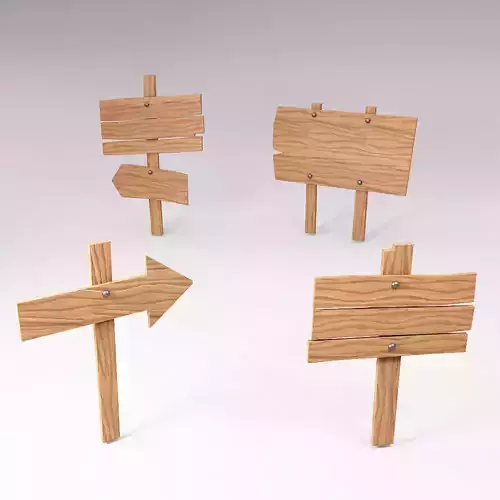 Sign boards low poly 3d model set 1