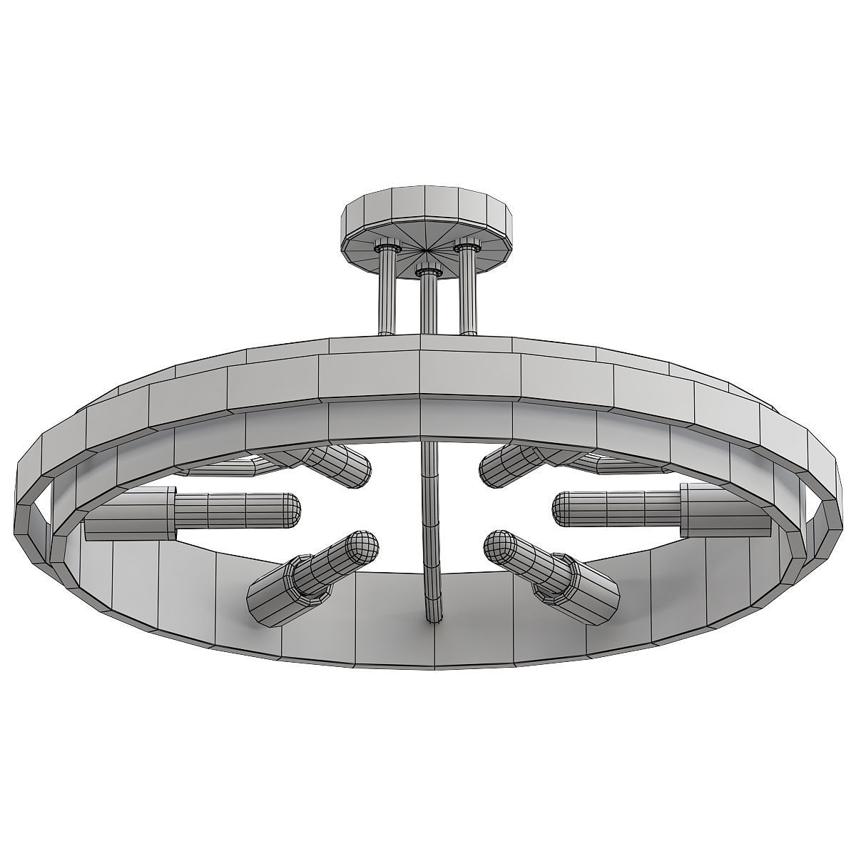 davos light semi-flush mount gold 3D model_1