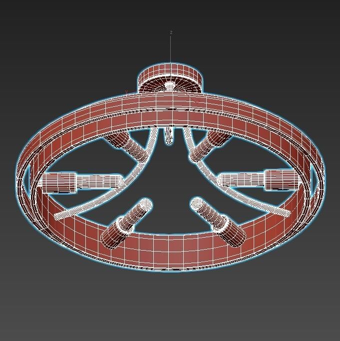 davos light semi-flush mount gold 3D model_3