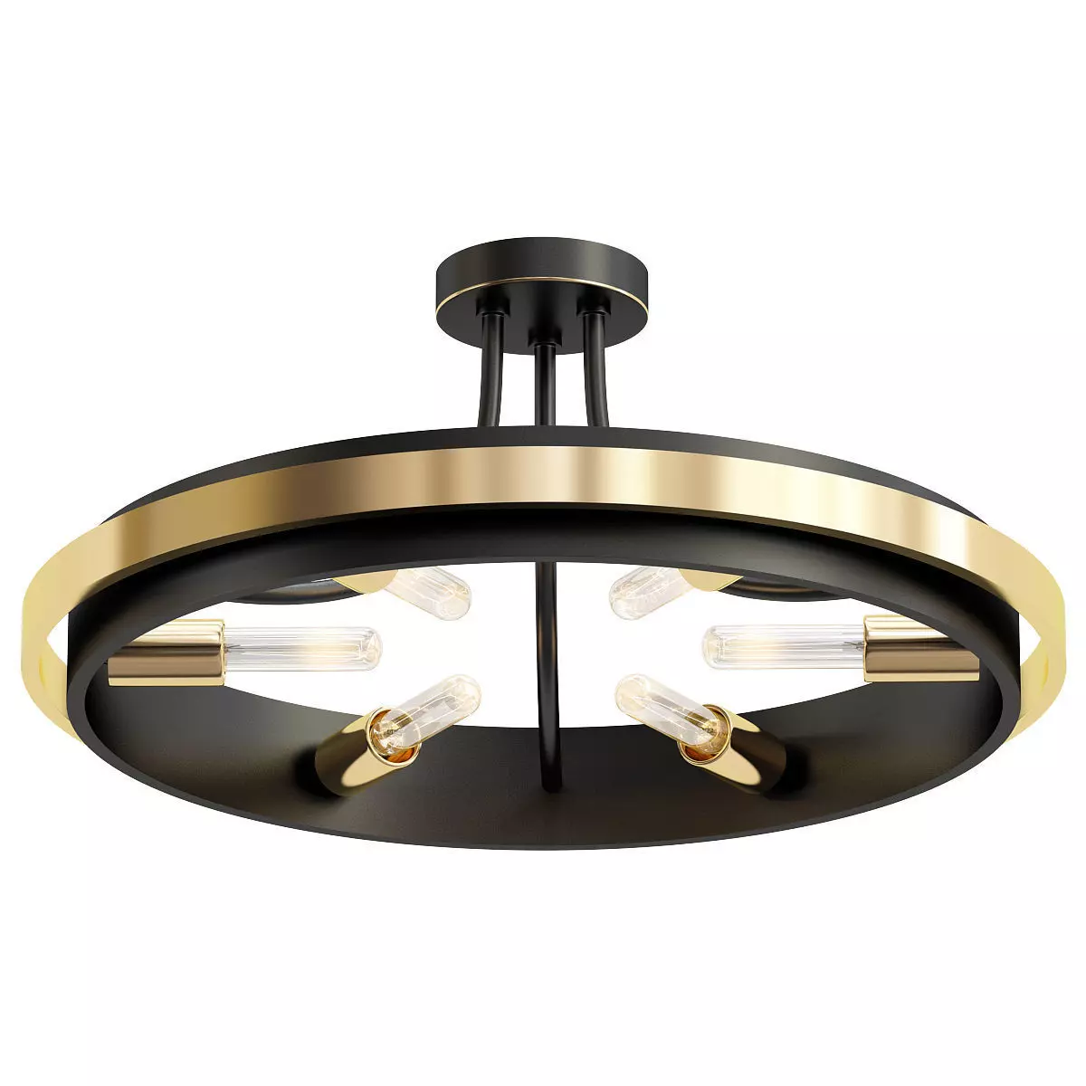 davos light semi-flush mount gold 3D model_0