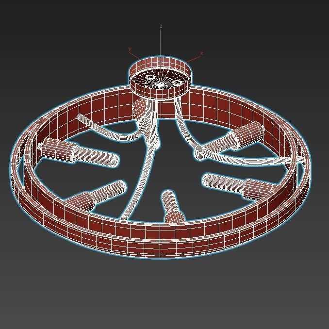 davos light semi-flush mount gold 3D model_2