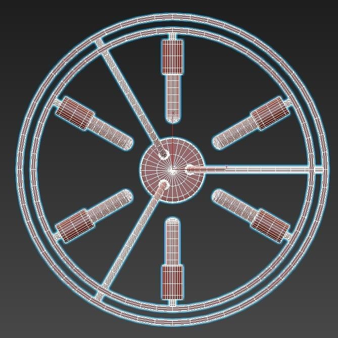 davos light semi-flush mount gold 3D model_4