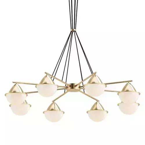 chartres chandelier with nine lights in brass and glass