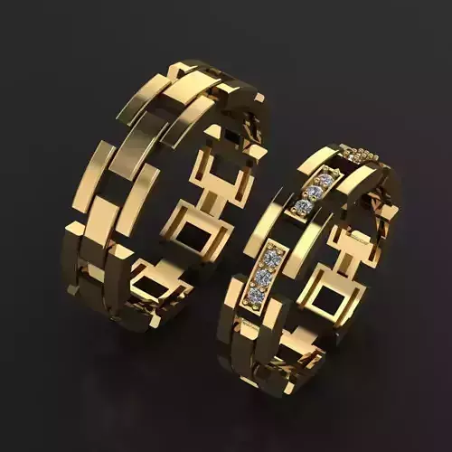 Ring Set wedding band with diamonds