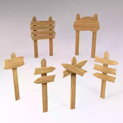 Sign boards low poly 3d model set 2 Low-poly 3D model