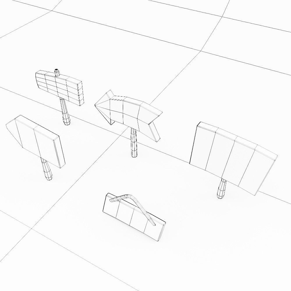 Sign boards low poly 3d model set 3 Low-poly 3D model_5