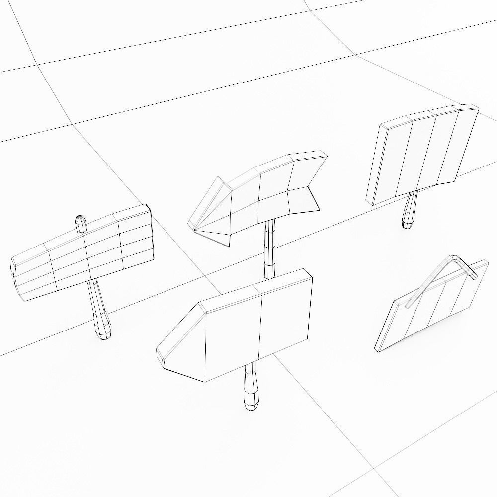 Sign boards low poly 3d model set 3 Low-poly 3D model_7