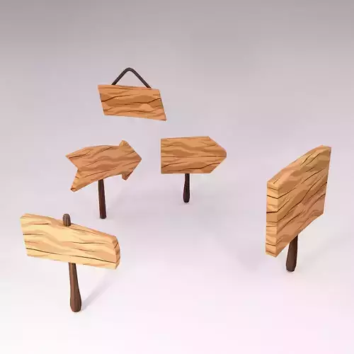 Sign boards low poly 3d model set 3