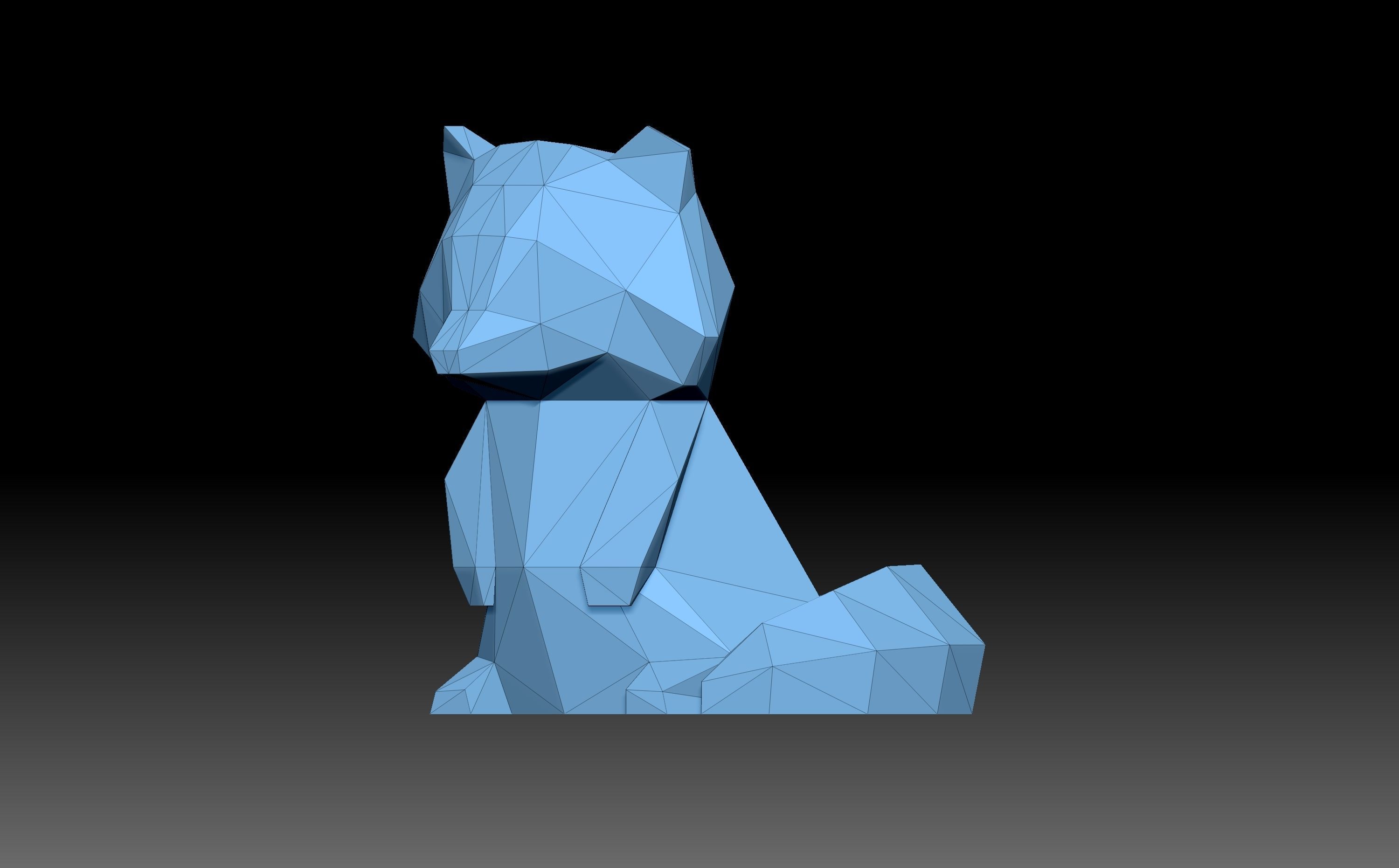 Low poly racoon polygonal cat 3D print model_1