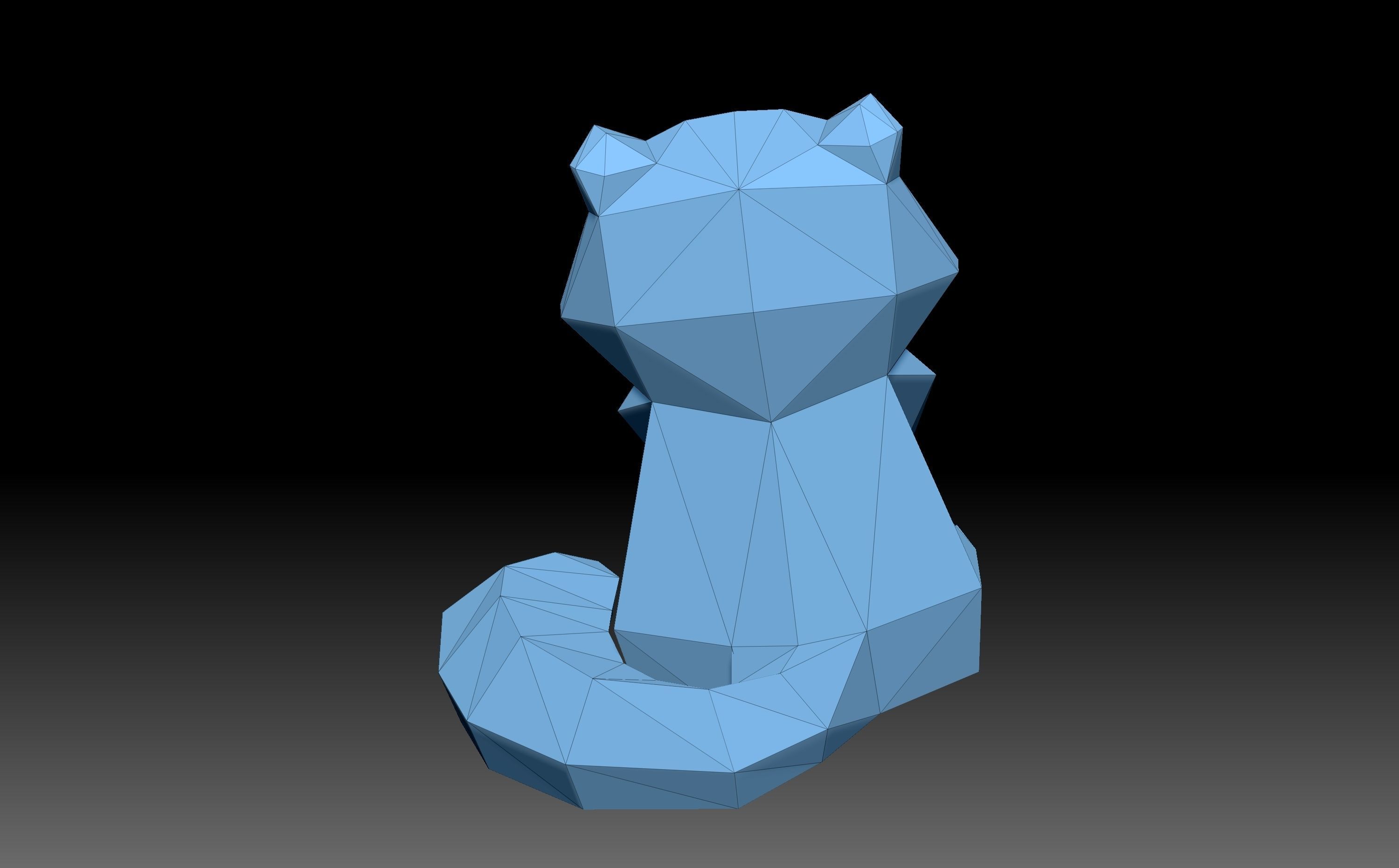 Low poly racoon polygonal cat 3D print model_5