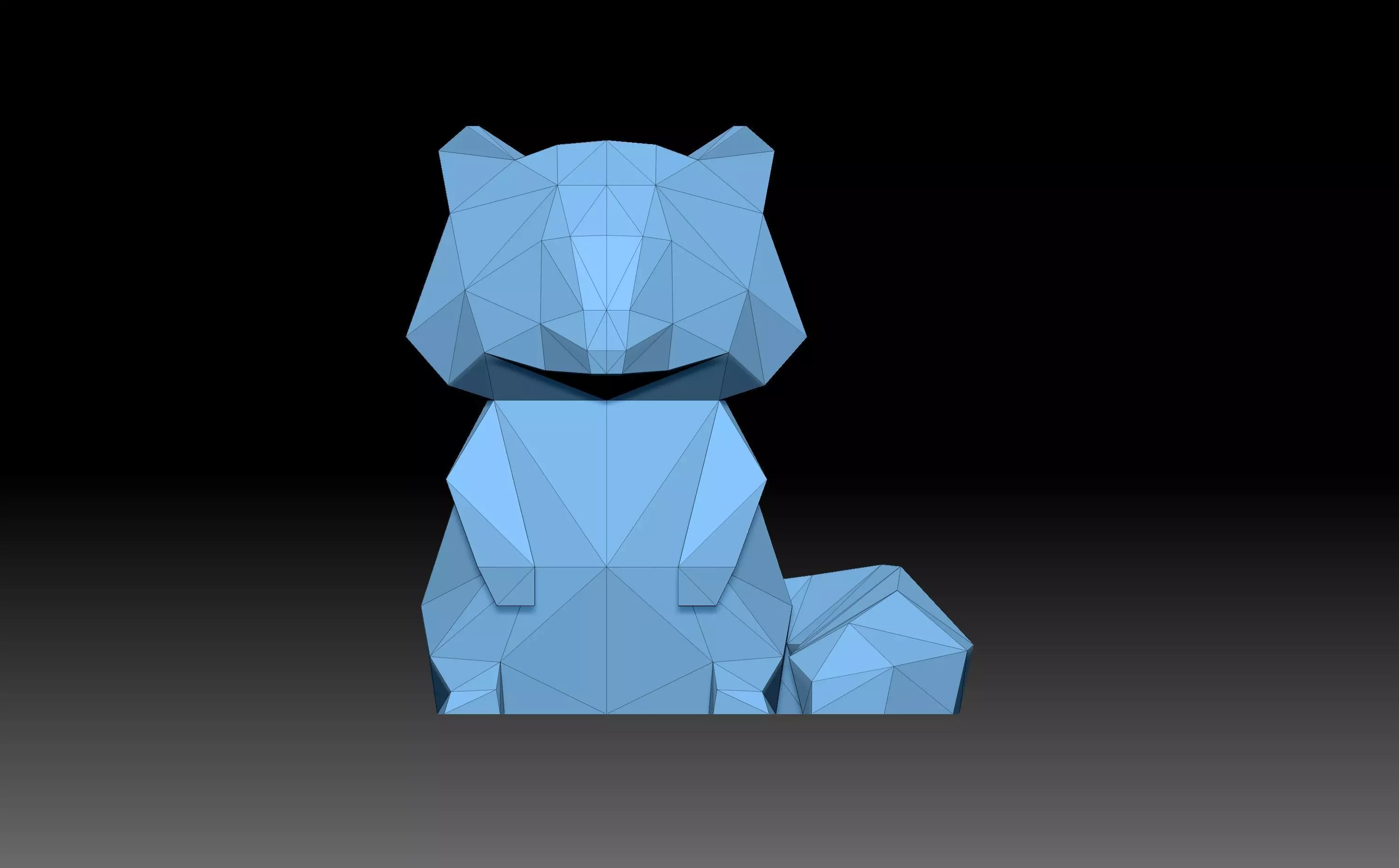 Low poly racoon polygonal cat 3D print model_0