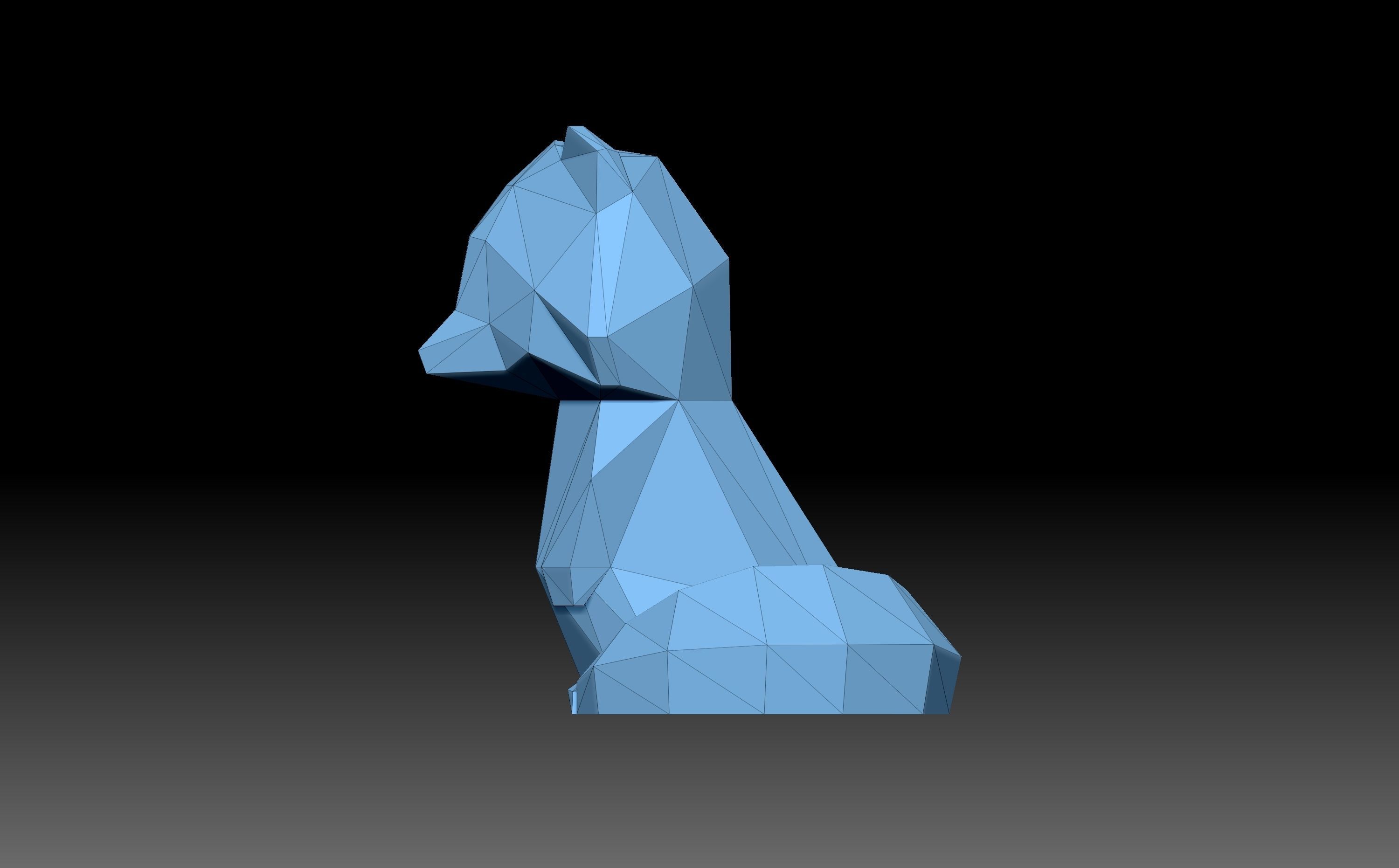 Low poly racoon polygonal cat 3D print model_2