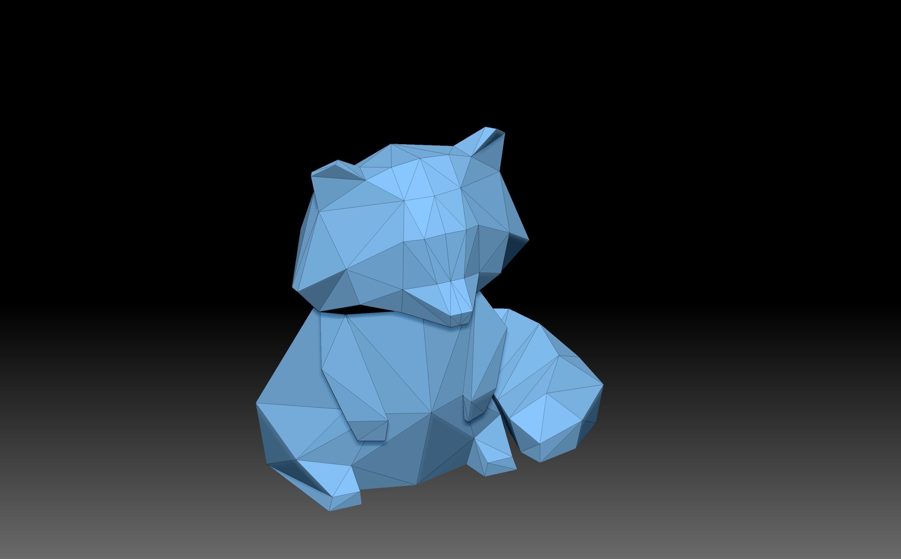 Low poly racoon polygonal cat 3D print model_7