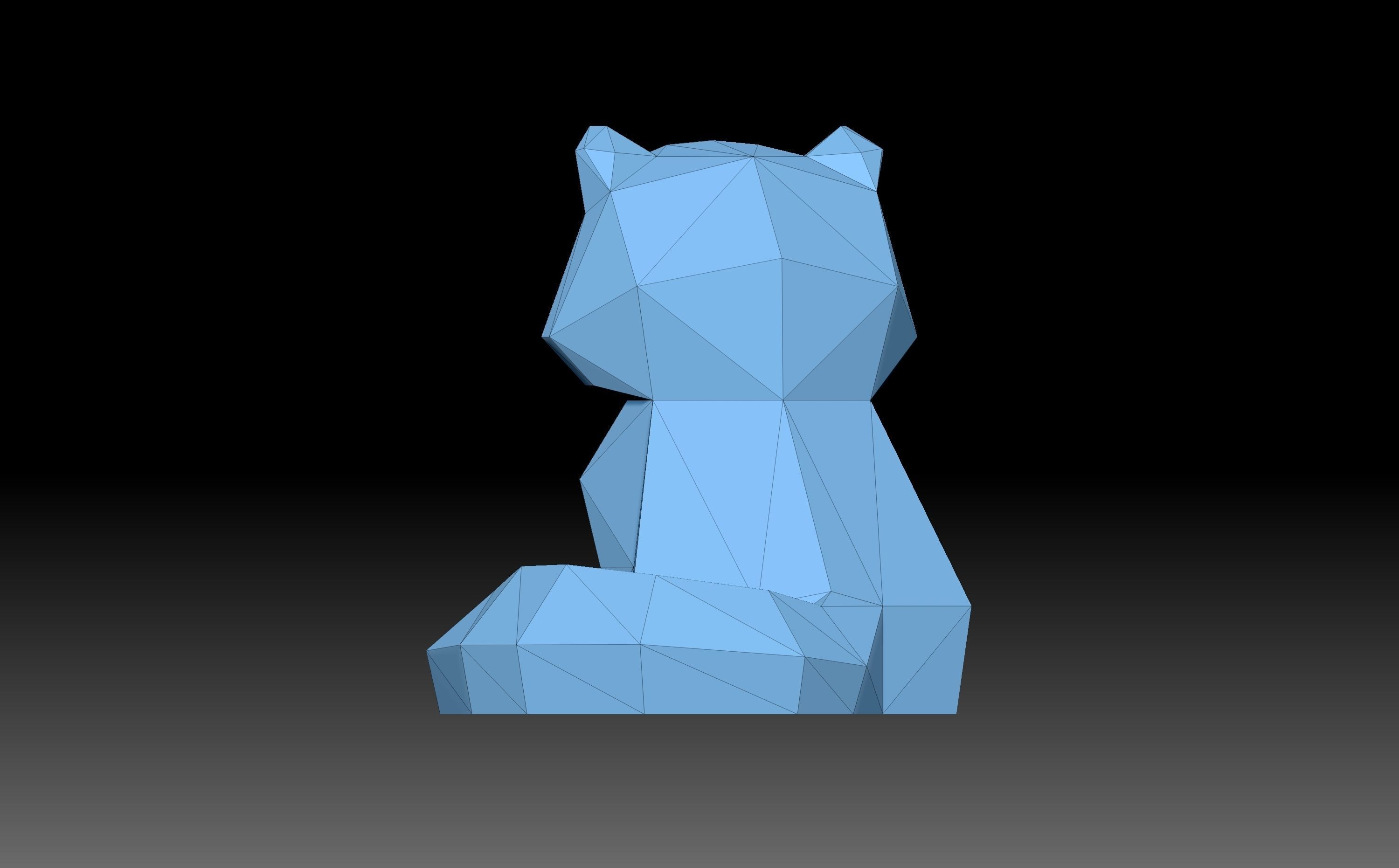 Low poly racoon polygonal cat 3D print model_4
