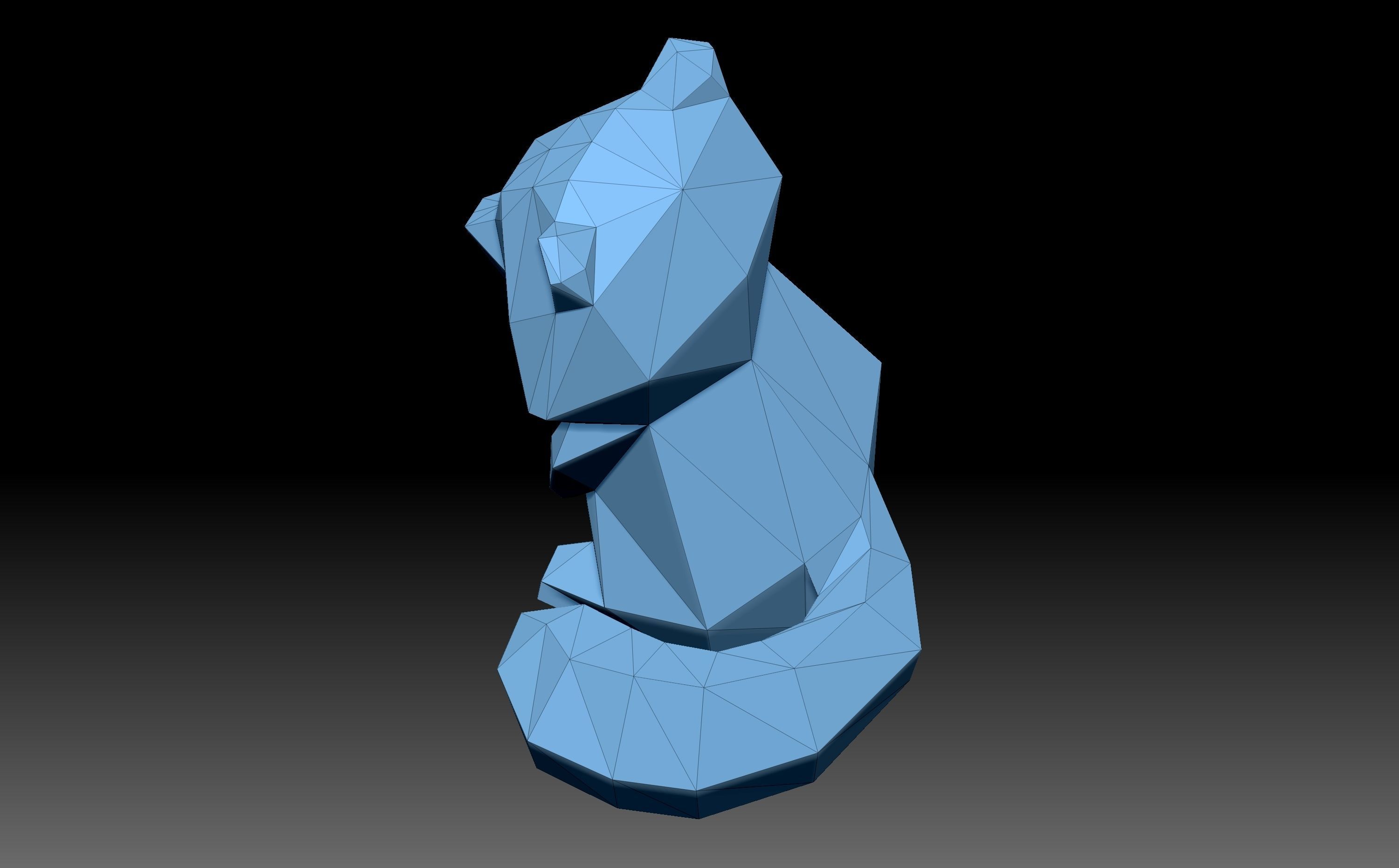 Low poly racoon polygonal cat 3D print model_8