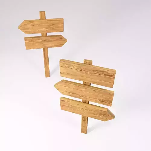 Sign boards low poly 3d model set 5 Free low-poly 3D model