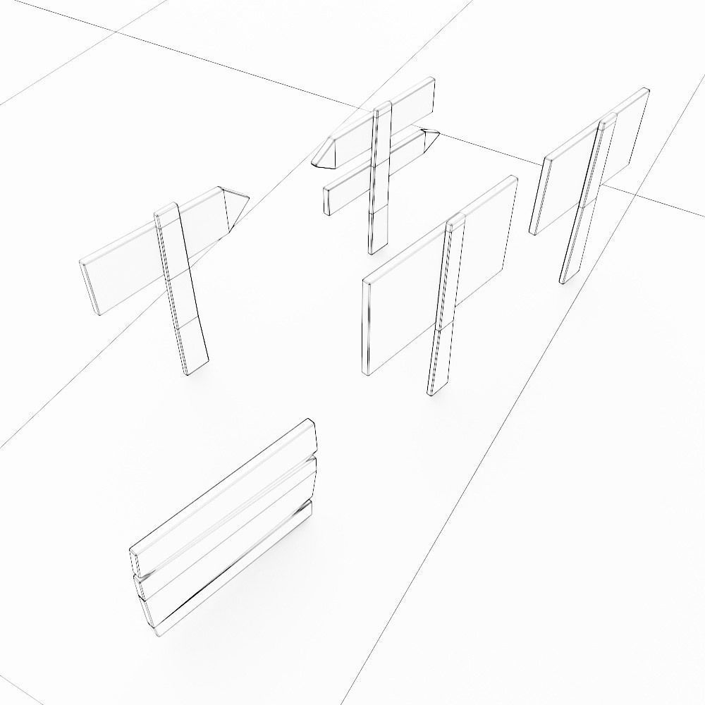 Sign boards low poly 3d model set 6 Low-poly 3D model_7