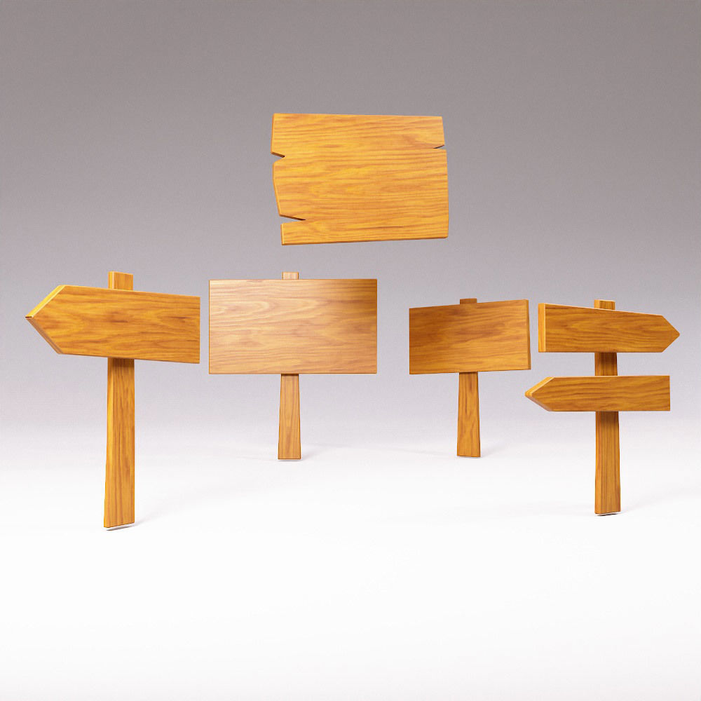 Sign boards low poly 3d model set 6 Low-poly 3D model_4