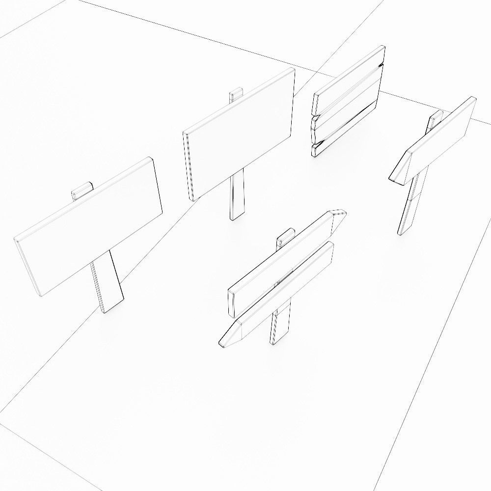 Sign boards low poly 3d model set 6 Low-poly 3D model_8