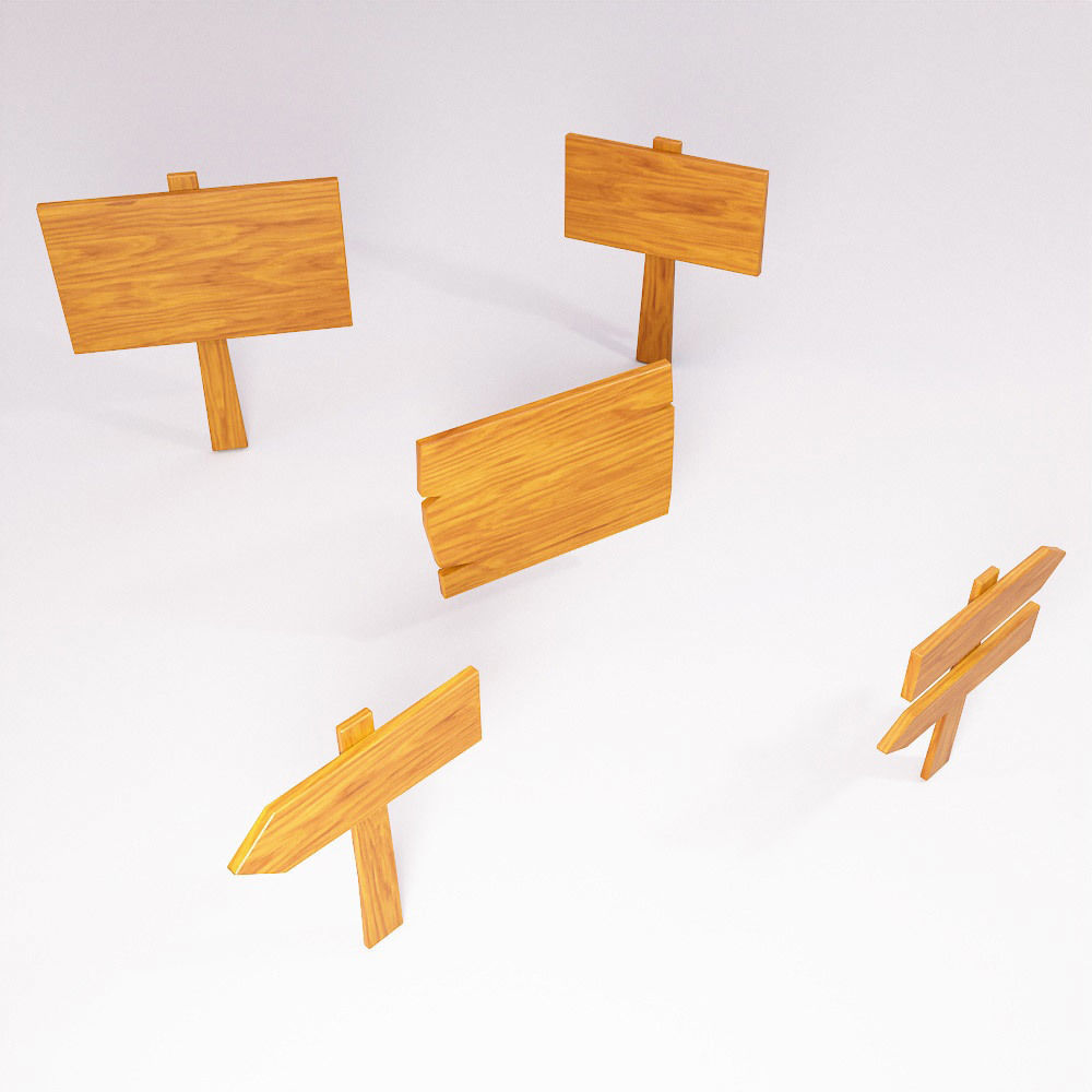 Sign boards low poly 3d model set 6 Low-poly 3D model_3