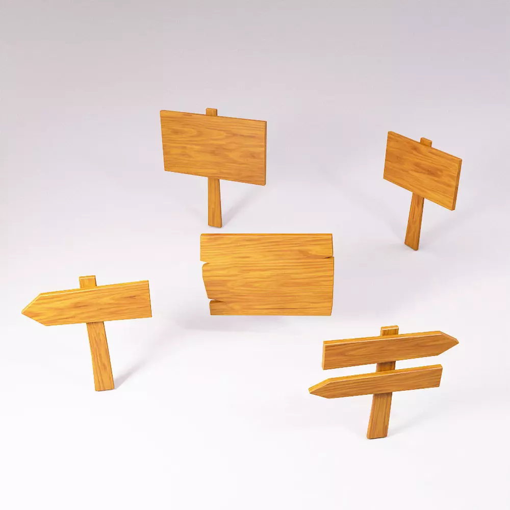 Sign boards low poly 3d model set 6 Low-poly 3D model_0