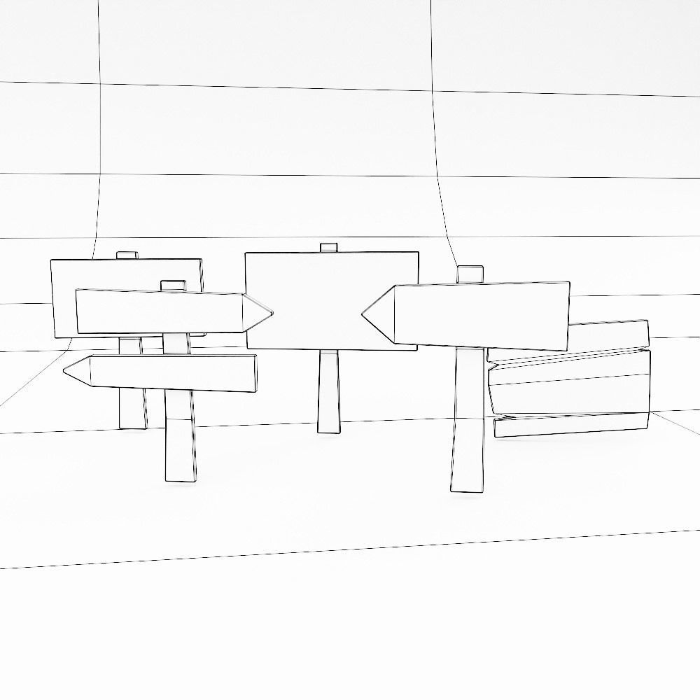 Sign boards low poly 3d model set 6 Low-poly 3D model_5