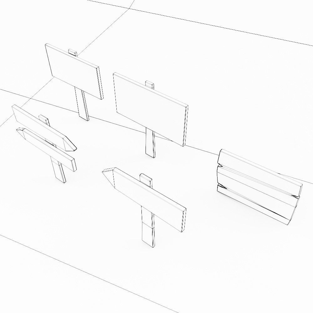 Sign boards low poly 3d model set 6 Low-poly 3D model_6