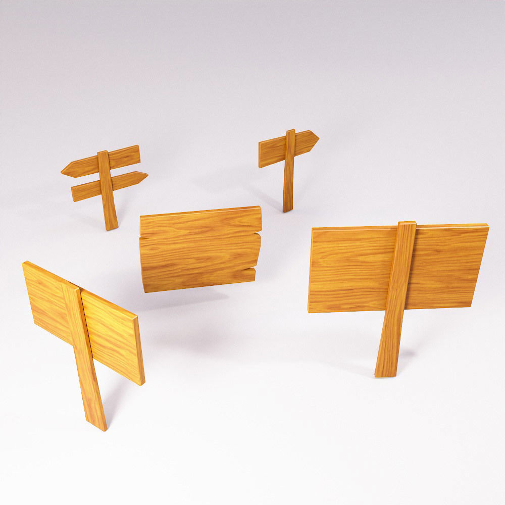 Sign boards low poly 3d model set 6 Low-poly 3D model_2