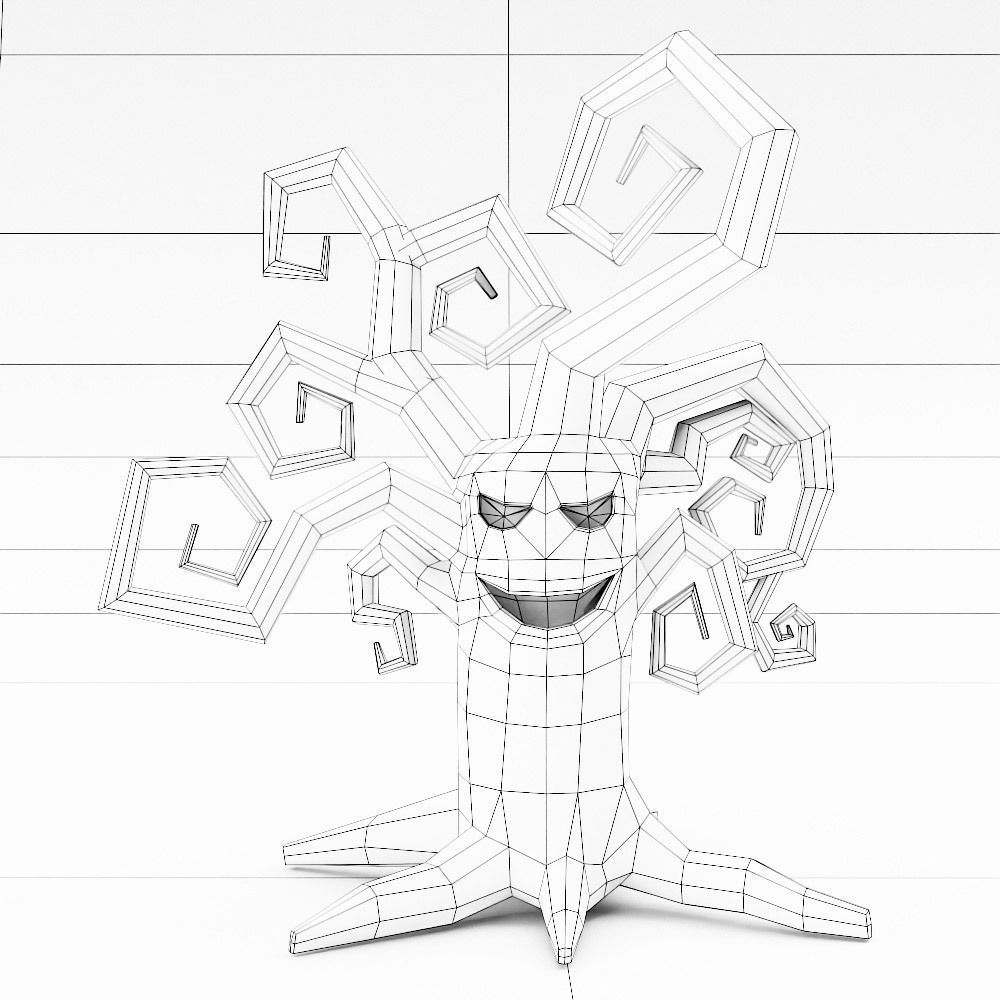 Spooky tree with glowing mouth low poly 3d model 2 Low-poly 3D model_5