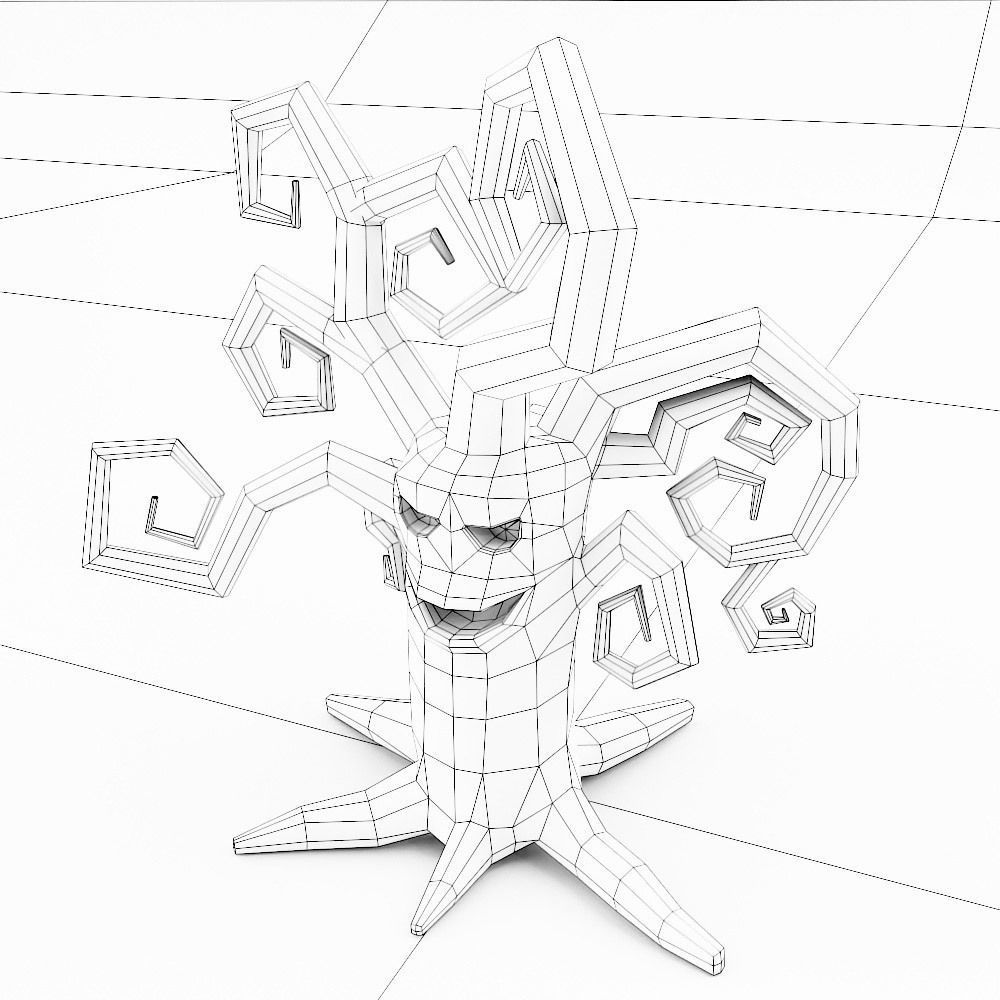 Spooky tree with glowing mouth low poly 3d model 2 Low-poly 3D model_6