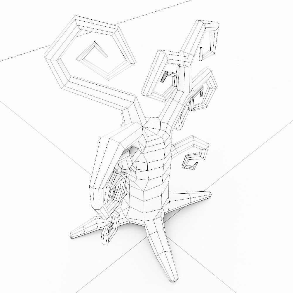 Spooky tree with glowing mouth low poly 3d model 2 Low-poly 3D model_7