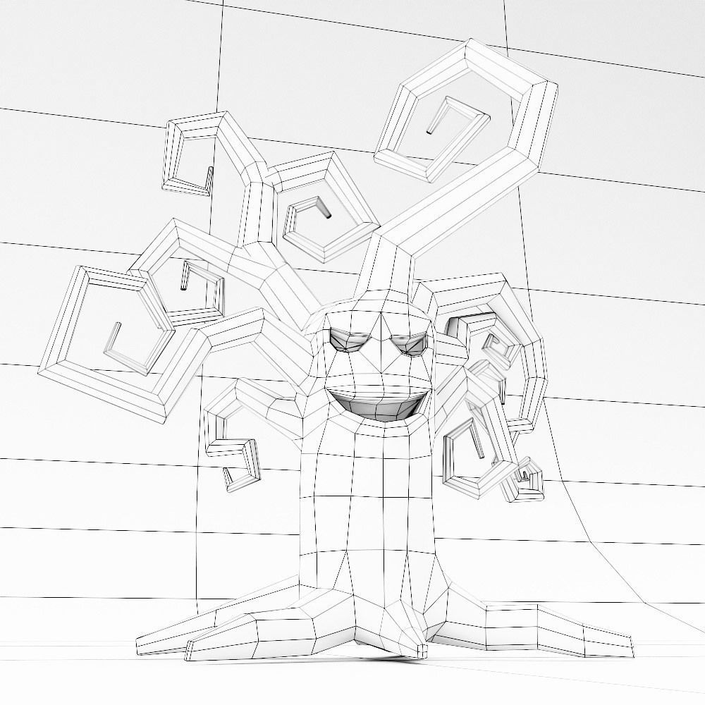 Spooky tree with glowing mouth low poly 3d model 2 Low-poly 3D model_8