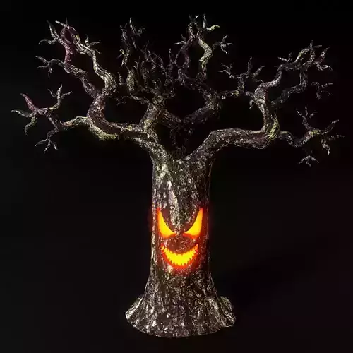Spooky tree with glowing mouth low poly 3d model 4 3D model