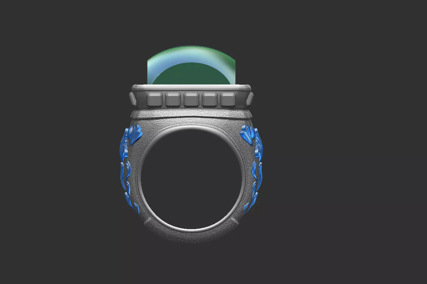 Square curved stone Ring Free 3D model