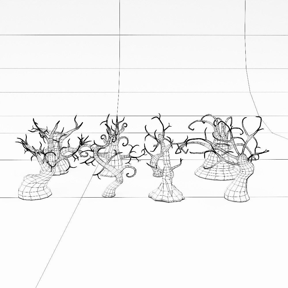 Spooky trees low poly 3d model bundle Low-poly 3D model_11