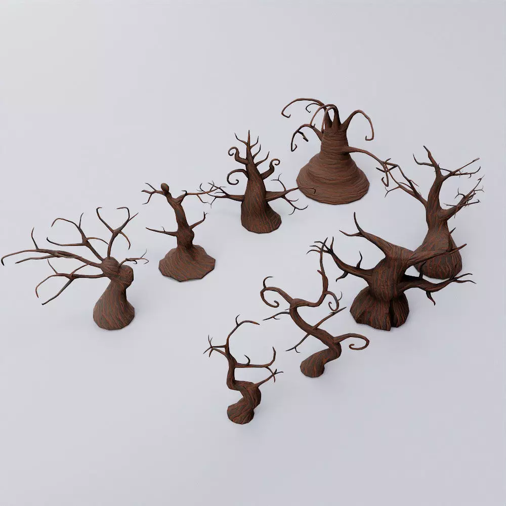 Spooky trees low poly 3d model bundle Low-poly 3D model_0