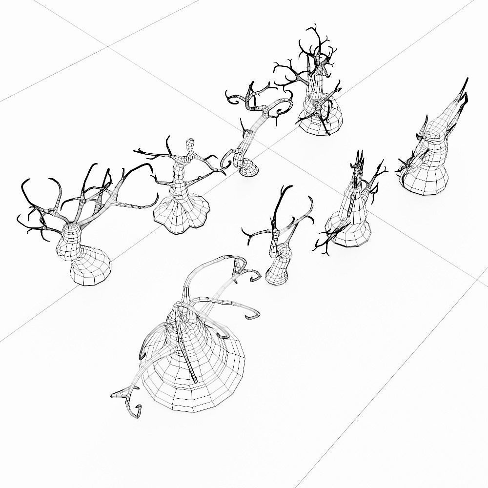 Spooky trees low poly 3d model bundle Low-poly 3D model_13