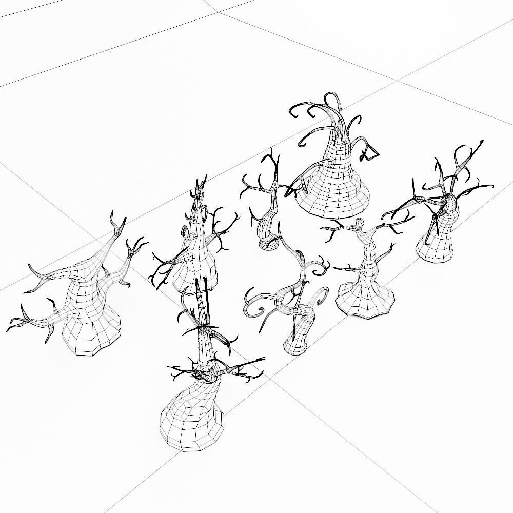 Spooky trees low poly 3d model bundle Low-poly 3D model_14