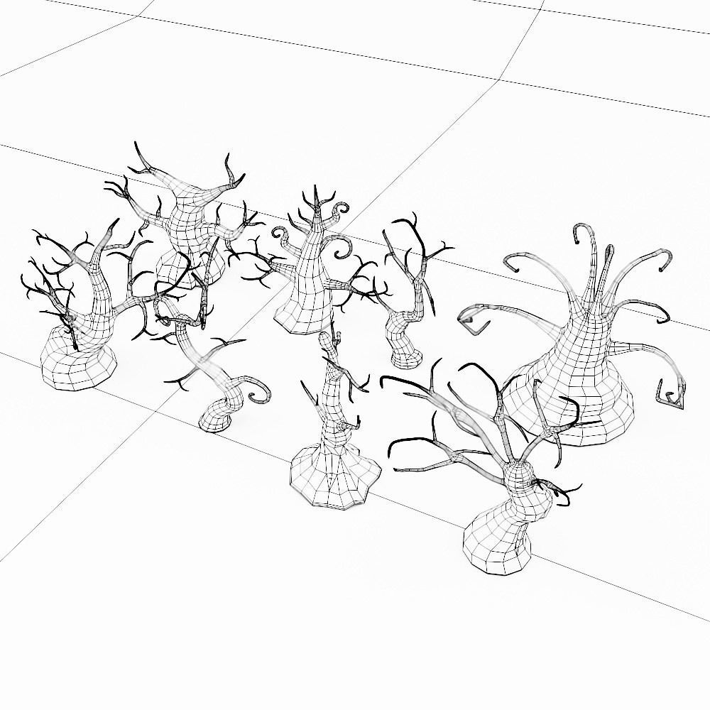 Spooky trees low poly 3d model bundle Low-poly 3D model_12