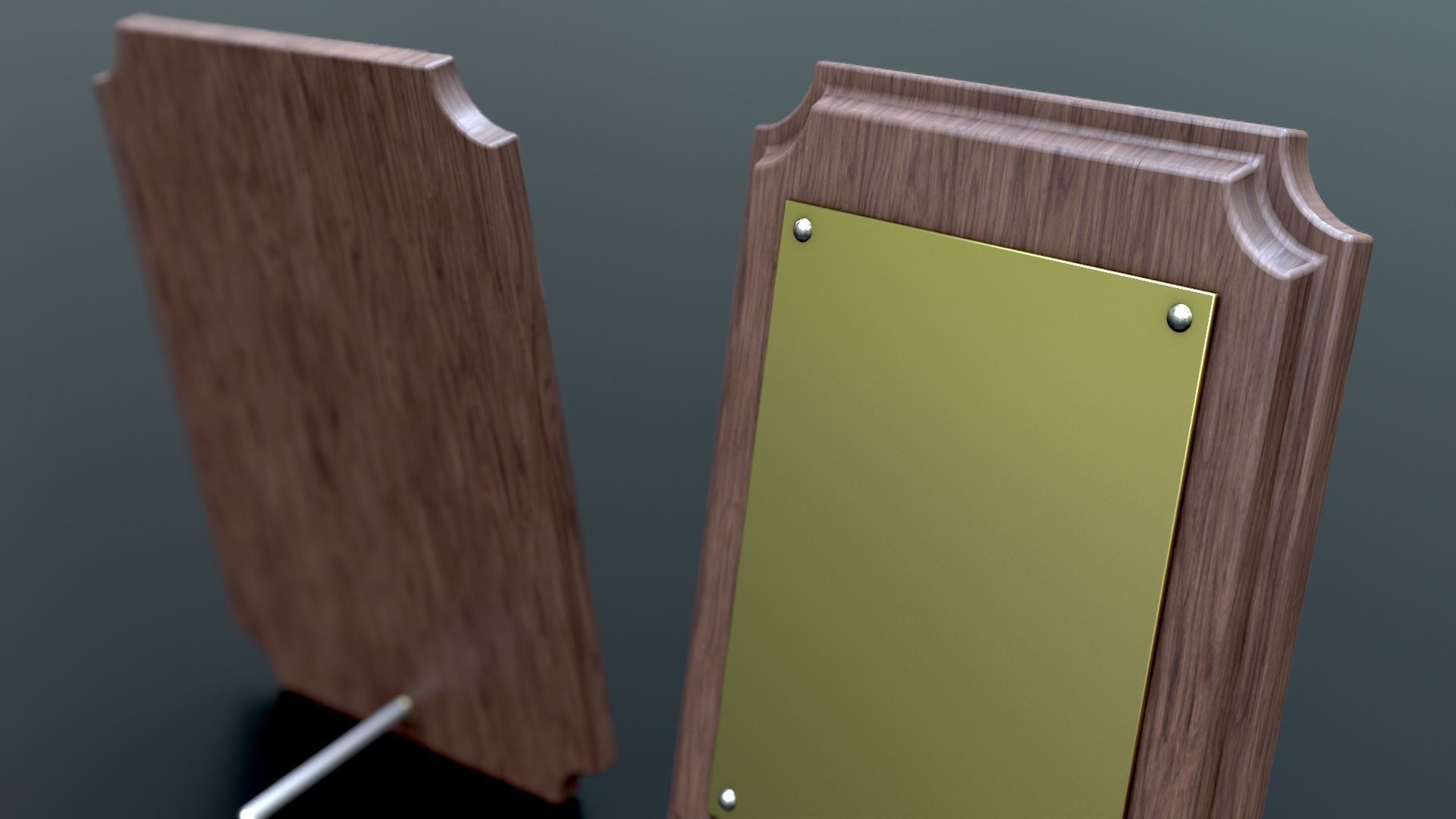 Wooden Plaque Low-poly 3D model_5